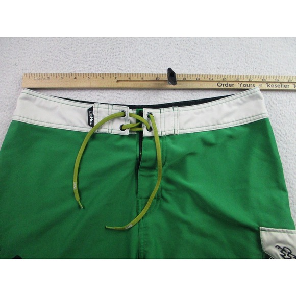 Da Hui Shorts Mens 36 Green Board Shorts Swim Trunks Drawstring Pocket Surf - Picture 5 of 10